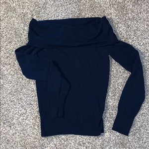Abercrombie Off the Shoulder Navy Sweater